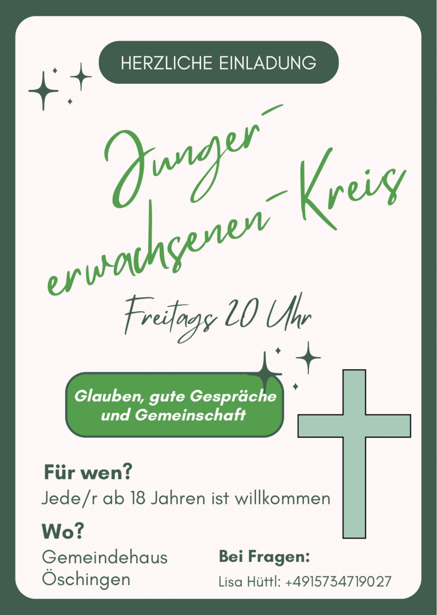 Herzliche Einladung zum Junge-Erwachsnen Kreis